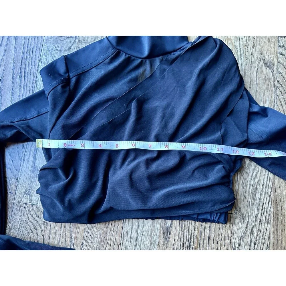Balera Girls Shirred Long Sleeve Black Dance Top Costume‎ MT11825 Size LC EUC